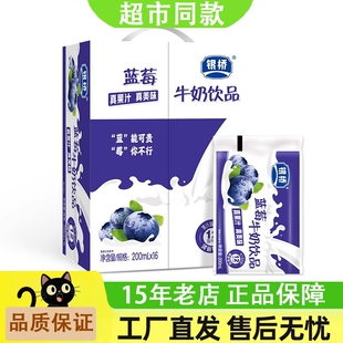 银桥蓝莓味酸甜牛奶含乳饮品早餐奶袋装200ml*16袋牛奶酸奶整箱装