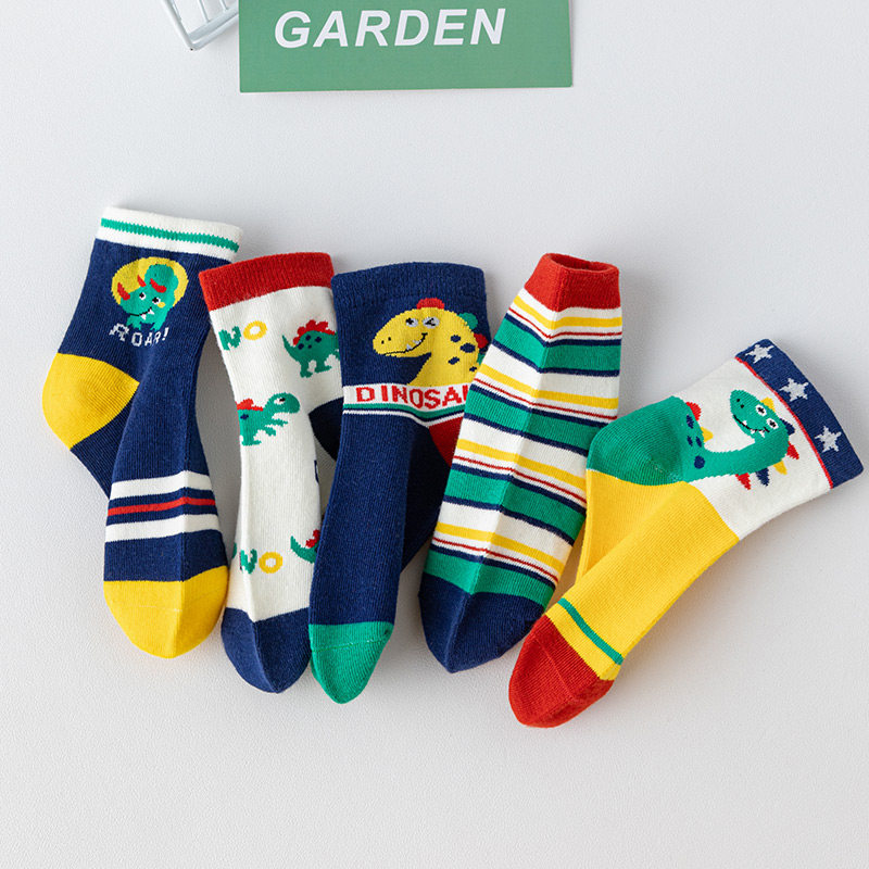 儿童袜子秋冬纯棉中筒袜卡通恐龙可爱宝宝袜男孩超人春秋中大童袜
