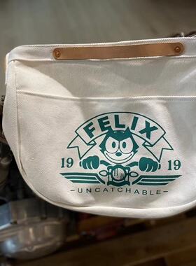 69原创 Felix复古机车帆布拼接报童包Vintage帆布斜跨包 绿色