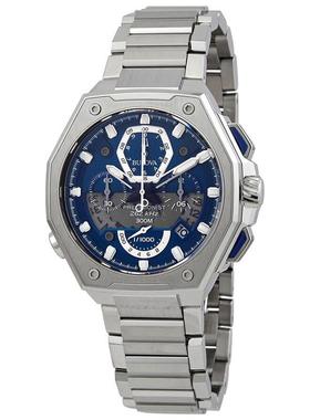 代购BULOVA宝路华手表男腕表计时夜光日期测速钢带防水蓝盘金属