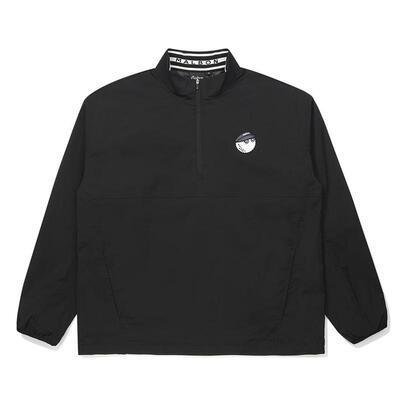 代购MALBON GOLF男士运动夹克防风透气保暖快干黑色聚酯纤维