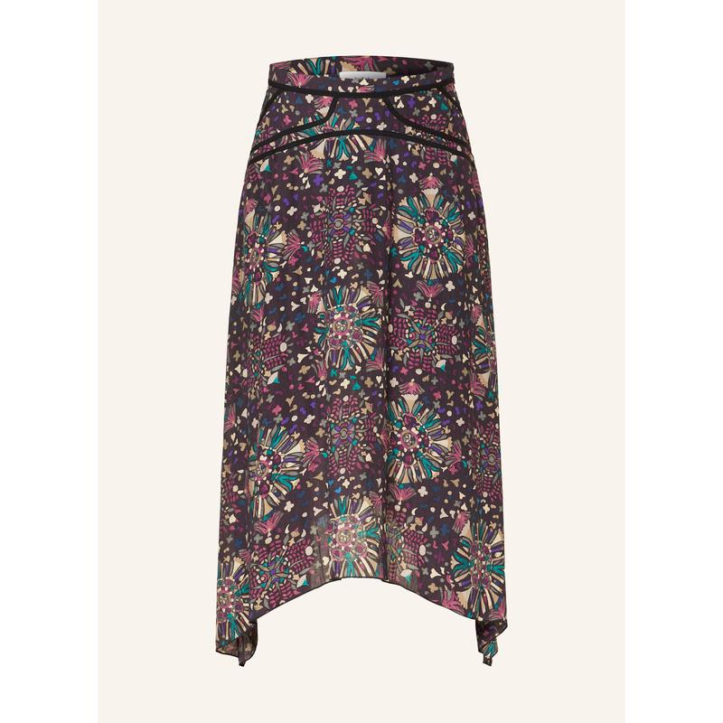 代购bash女款不对称下摆印花半身裙隐形拉链设计轻盈舒适