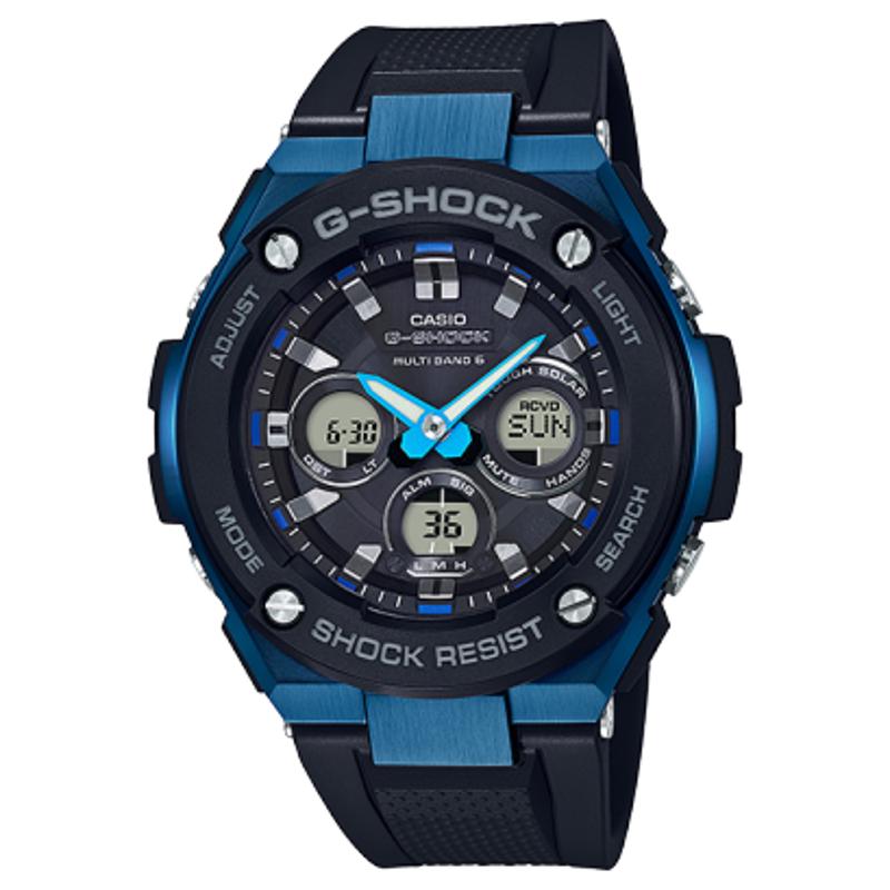 Casio卡西欧GSHOCK耐冲击树脂表圈蓝IP镀层男款多功能自动背光手