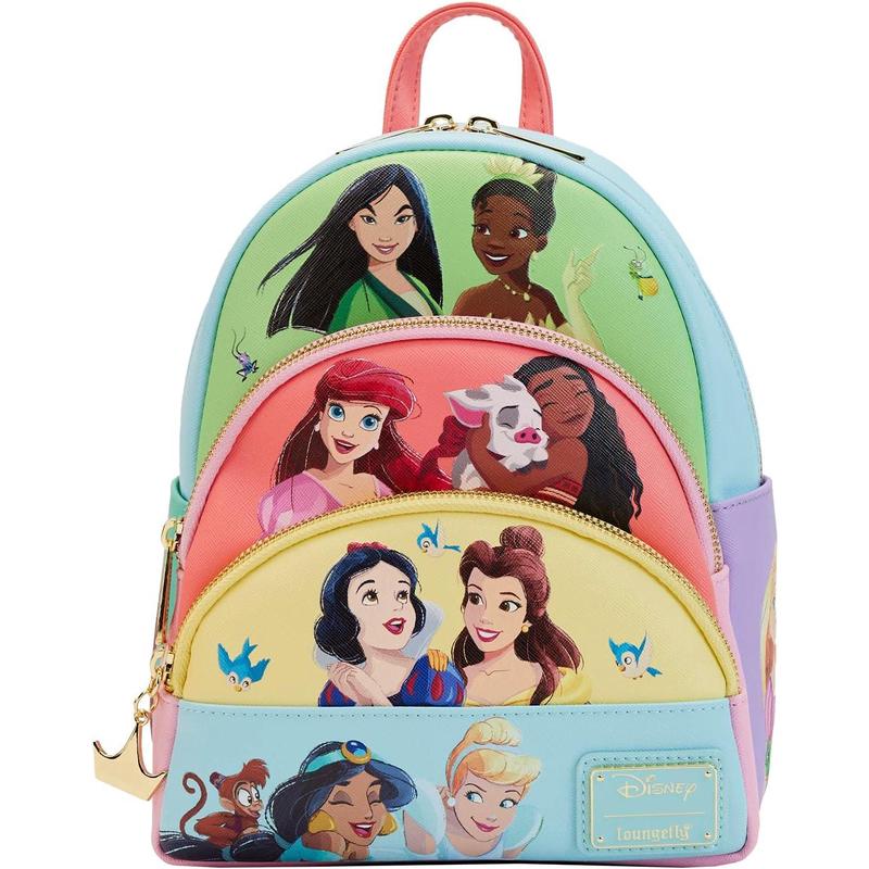 代购Loungefly迪士尼公主双肩包轻便出行 卡通可爱印花双肩背包