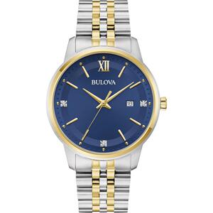 海外代购BULOVA/宝路华男士欧美腕表日历显示精准计时双色钢带