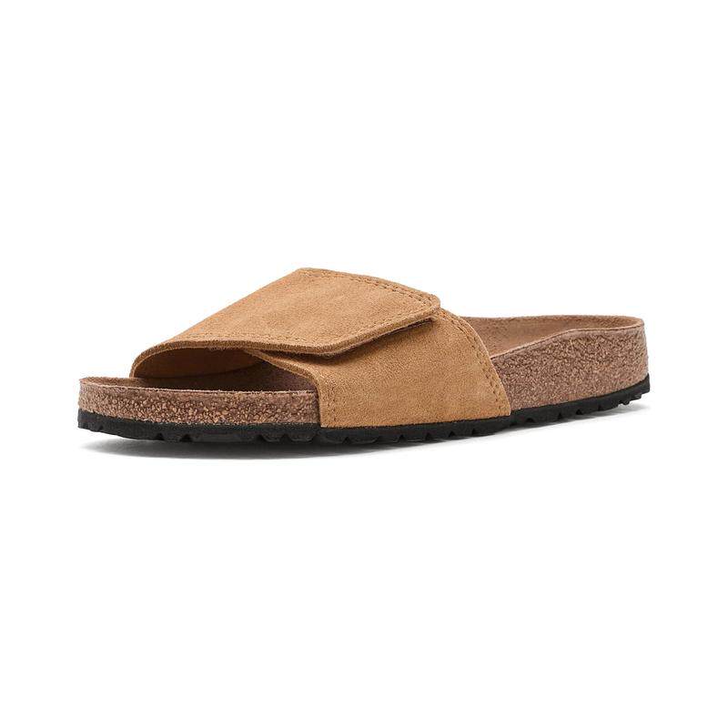 代购Birkenstock女士拖鞋透气软底轻便吸汗麂皮魔术贴圆头短筒