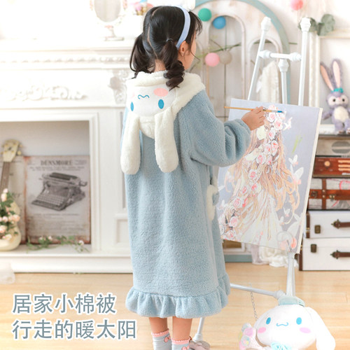 春秋季珊瑚绒睡袍2025年新款玉桂狗睡衣女加绒加厚可外穿家居服 - 封面