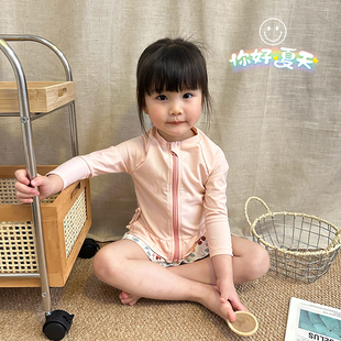 防晒游泳衣女孩洋气小童泳装 新款 夏季 韩国儿童泳衣女童分体长袖