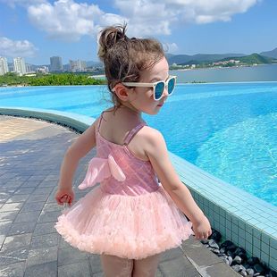 网红儿童可爱洋气公主女孩温泉宝宝连体泳装 女童游泳衣25新款 夏季