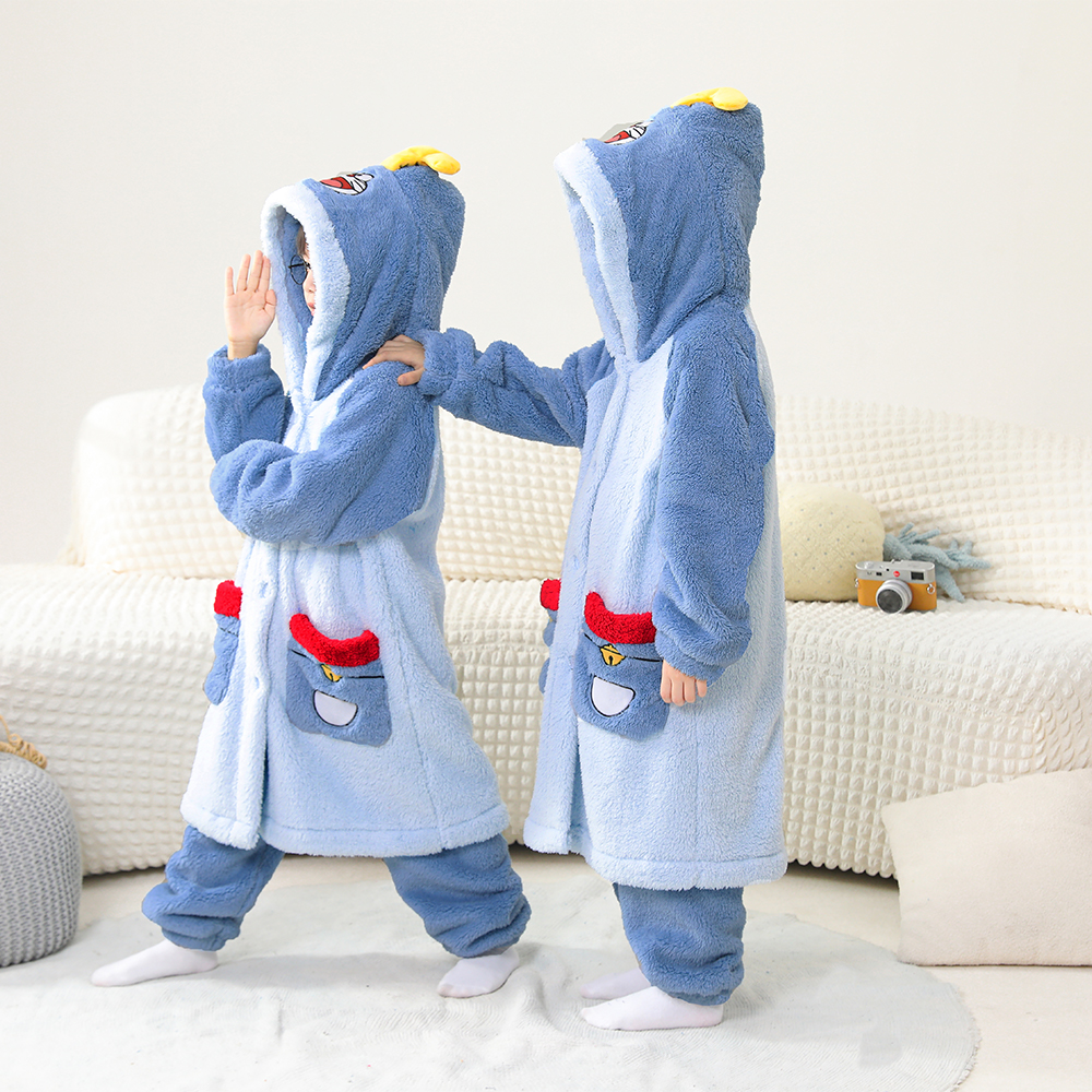 儿童家居服套装加厚连帽珊瑚绒