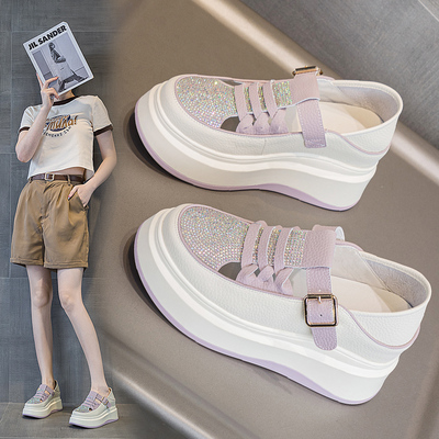 凉鞋罗马风厚底内增高镂空