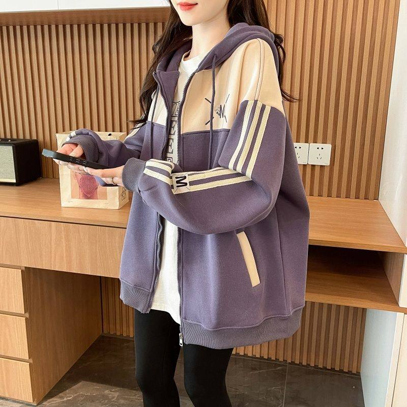 加绒连帽卫衣女秋冬季新款初中高中学生大码宽松运动休闲开衫外套,女装/女士精品,卫衣/绒衫,淘宝优惠券,粉丝福利购,淘宝优惠卷