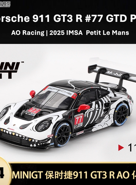 保时捷911 GT3 R AO 化骨龙骷髅龙 MINIGT 1:64 仿真合金汽车模型