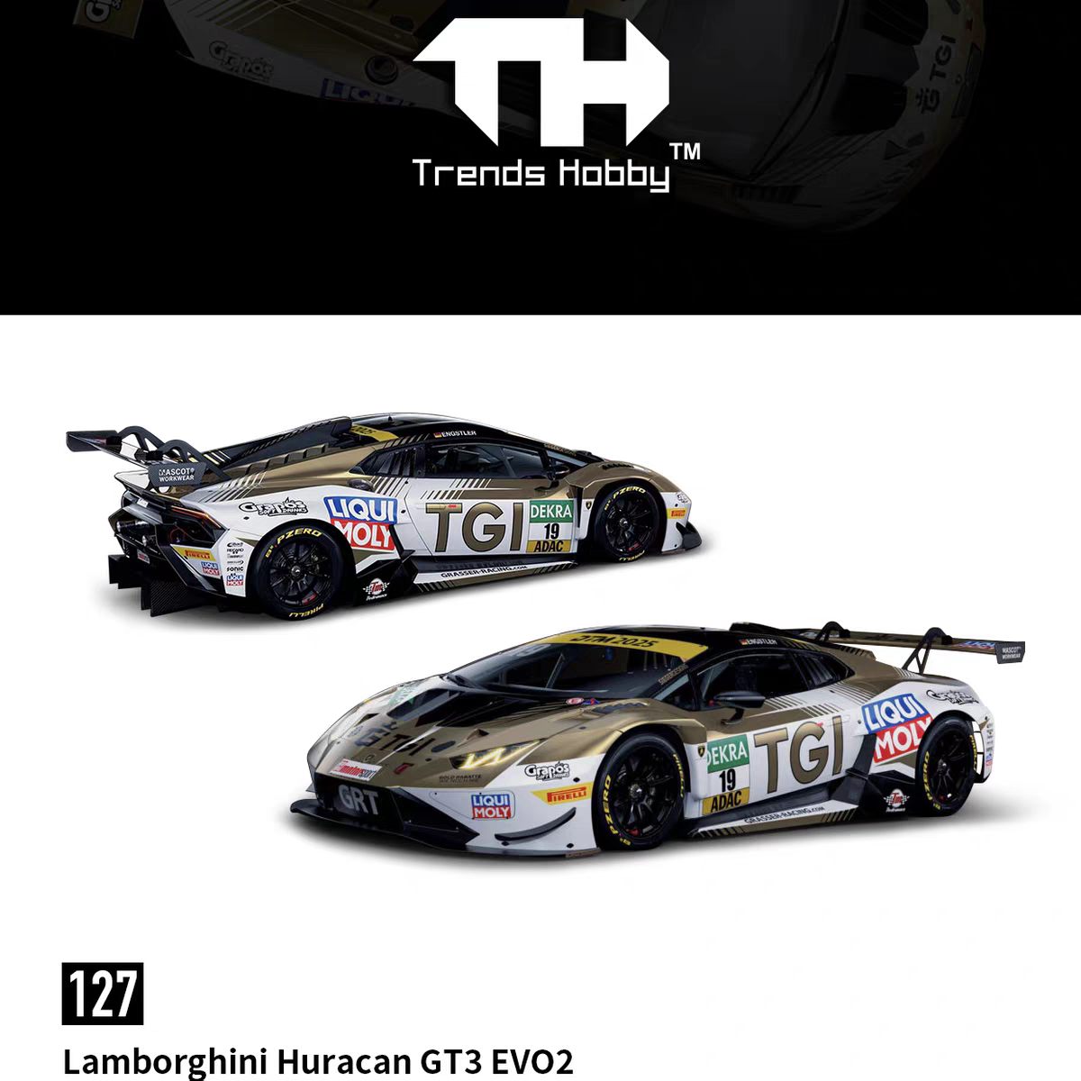 兰博基尼飓风huracan GT3 EVO2 DTM赛车TH 1:64 仿真汽车模型收藏