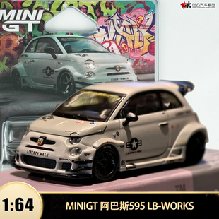 阿巴斯595 64合金仿真汽车模型 MINIGT 菲亚特1064 Abarth LBWK