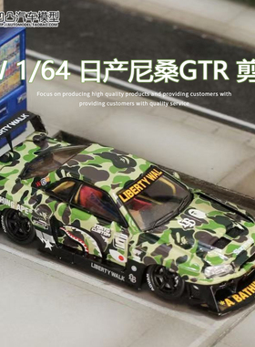 日产尼桑GTR ER34 天际线R34 SW 1:64 LBWK 剪影仿真合金汽车模型