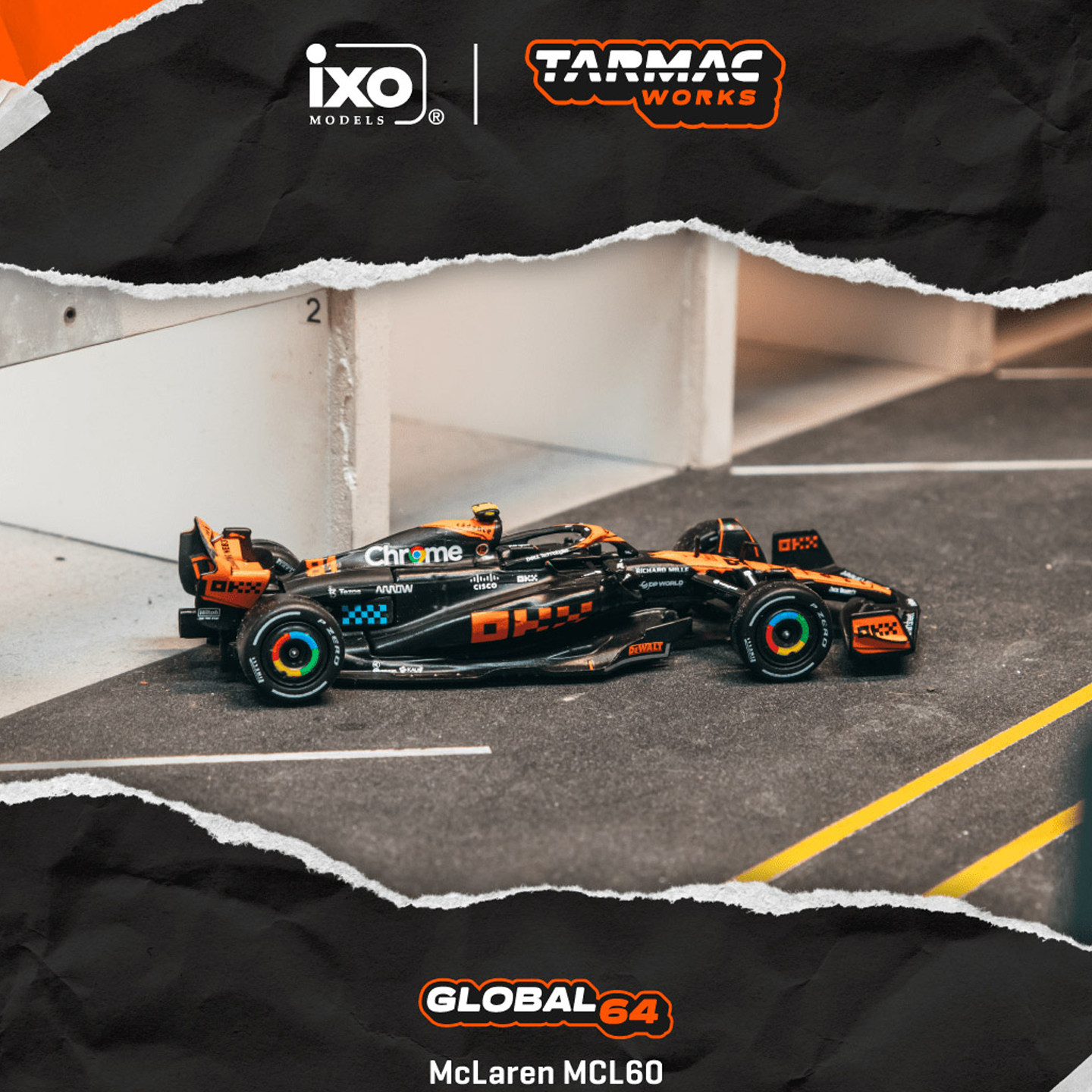 2023款迈凯伦MCL60 F1赛车日本站皮亚斯特里 TW 1:64合金汽车模型 - 实物图
