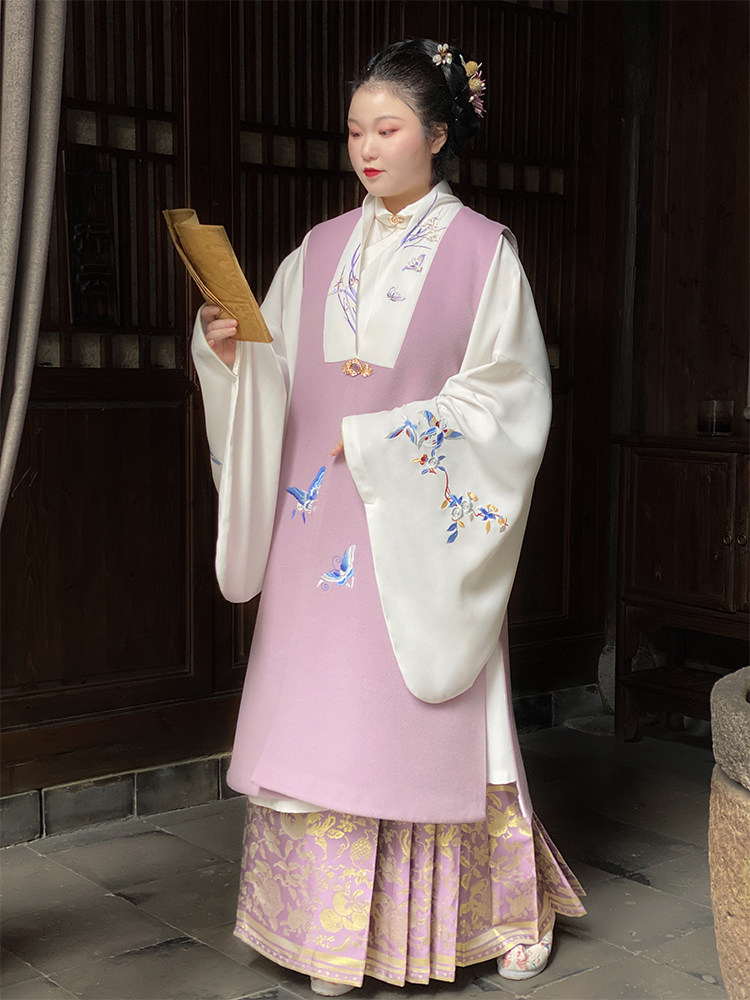 SUI QI NATURAL [XIANGCHENZI] 뚱뚱한 MM 대형 명나라 스타일 스탠드 칼라 경사 옷깃 가운 여성용 후기 명나라 스타일 HANFU