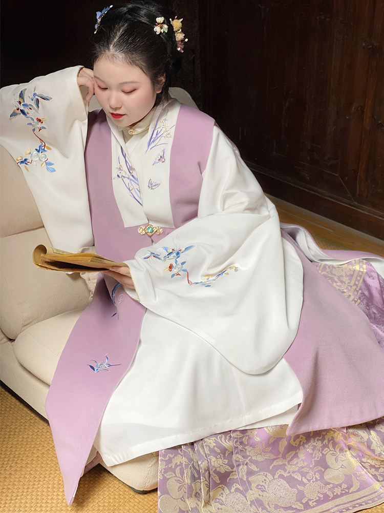 SUI QI NATURAL [XIANGCHENZI] 뚱뚱한 MM 대형 명나라 스타일 스탠드 칼라 경사 옷깃 가운 여성용 후기 명나라 스타일 HANFU