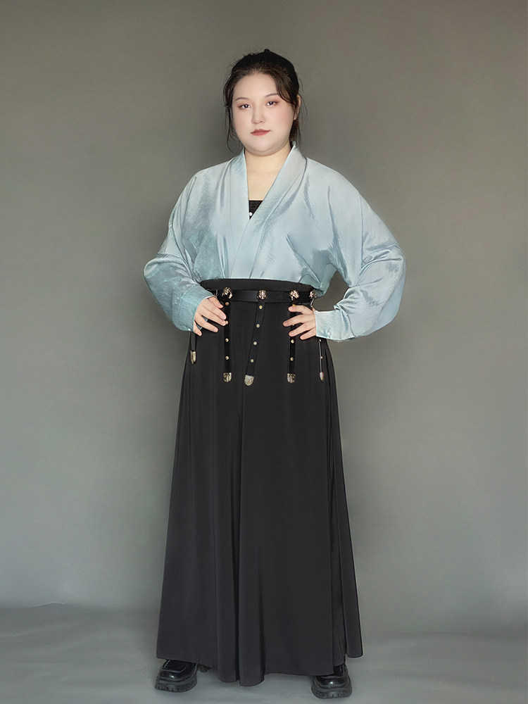 SUIQI NATURAL[WANGSHU]오리지널 대형 HANFU 여성 봄 가을 송나라 제작 비행기 소매 개선 멜빵 데일리 송 바지
