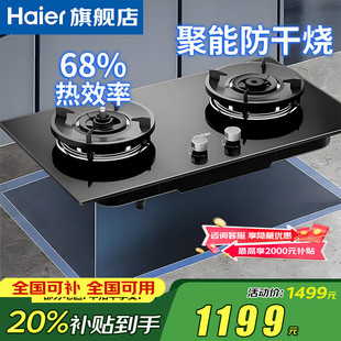 海尔麦浪QGBE2天然气液化气煤气灶家用厨房防干烧双灶猛火燃气灶
