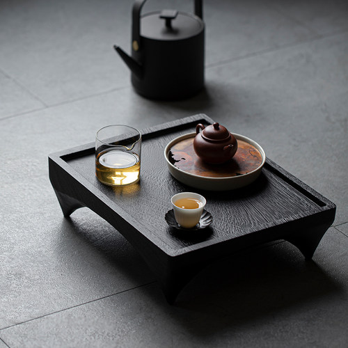 日式长方形柚木炭烧茶几茶台