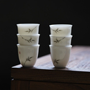 草木祠白瓷手绘茶杯手工陶瓷品茗杯主人杯品杯茶碗盏盖碗功夫茶具