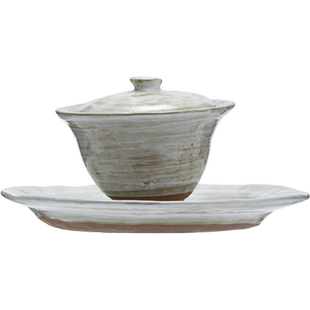草木祠 粉引手工壶承茶托盘陶瓷干泡小茶台功夫茶具圆形果盘茶碗