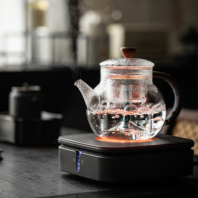 草木祠耐热玻璃双内胆圆松煮茶壶