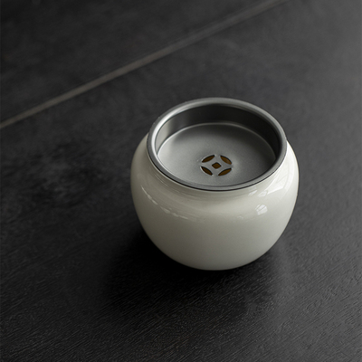 草木祠象牙白建水茶洗桌面茶渣缸小号陶瓷笔洗废水缸茶具茶道家用