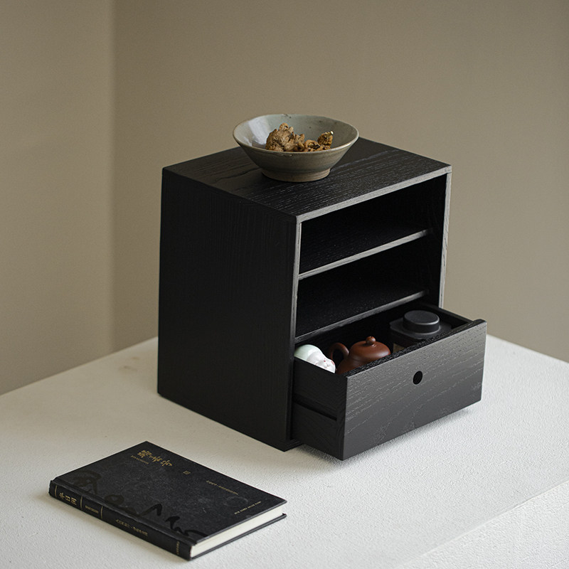 草木祠白蜡木炭化黑小茶柜茶具茶壶桌面收纳展示柜置物架侘寂茶盒,餐饮具,茶具架,淘宝优惠券,粉丝福利购,淘宝优惠卷