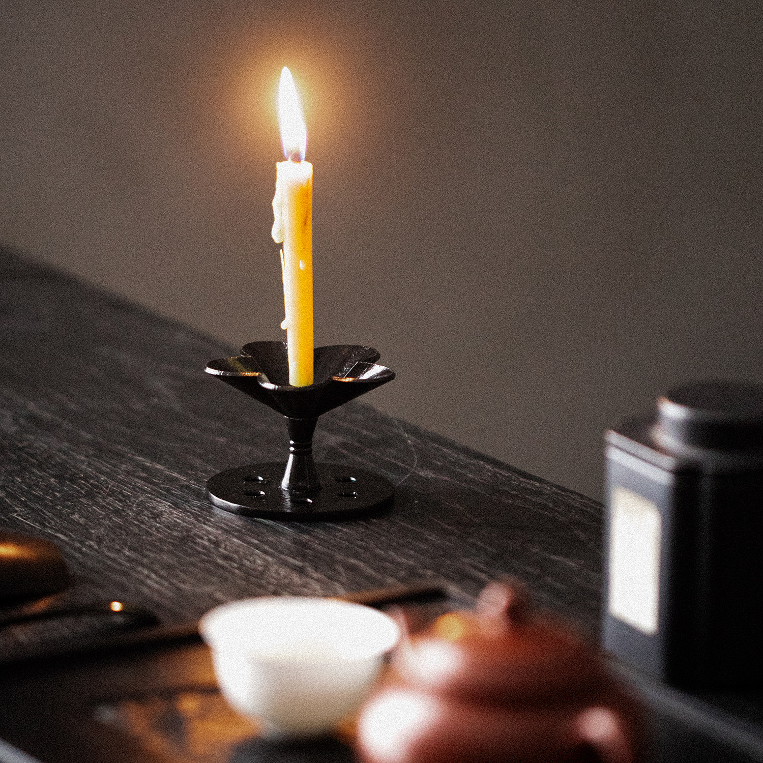 草木祠手工铸铁可拆卸禅意蜡烛台香插线香底座香炉中式茶空间摆件