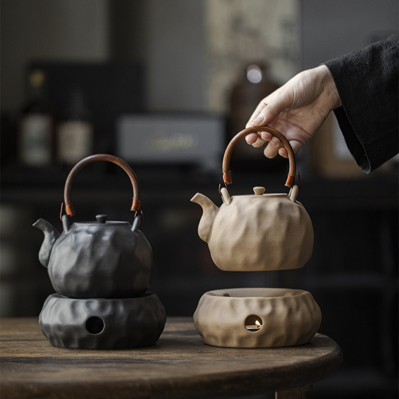 草木祠陶瓷提梁壶泡茶壶温茶蜡烛底座烛台陶壶烧水壶风炉火炉保温