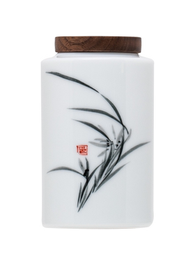 盖便携草木祠白瓷小茶仓便携罐