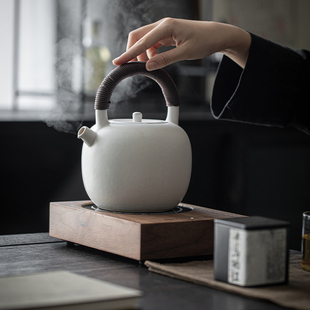 陶瓷烧水壶泡茶煮茶器过滤提梁茶壶明火电陶炉陶壶大单壶 草木祠