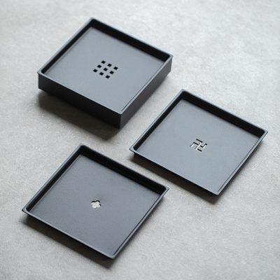 新中式方形铁艺磨砂烤漆壶承