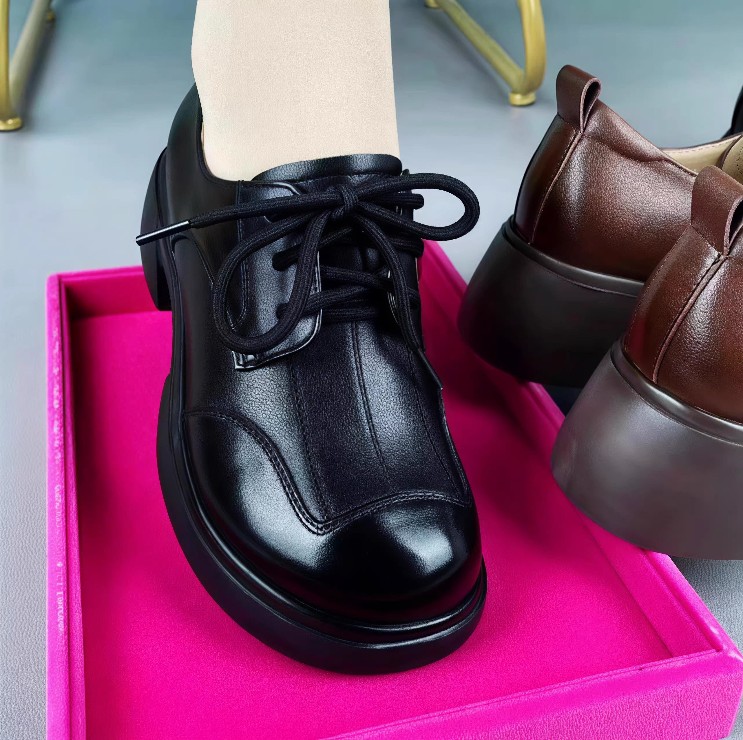 2026春季系带英伦风小皮鞋浅口单鞋女真皮粗跟舒适软底工作妈妈鞋,女鞋,深口单鞋,淘宝优惠券,粉丝福利购,淘宝优惠卷