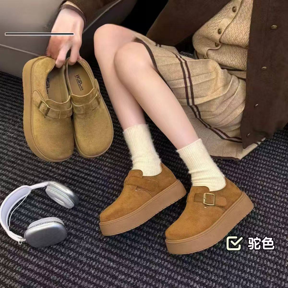 2026新款春季头层牛皮厚底勃肯鞋女复古松糕一脚蹬单鞋全包乐福鞋,女鞋,勃肯鞋/软木鞋,淘宝优惠券,粉丝福利购,淘宝优惠卷