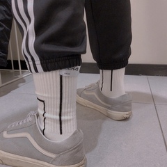 C2H4莱纳标签袜子运动长筒中帮男女潮流线条高街机能束腿外穿滑板