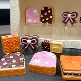 磁小蟹冰箱贴磁贴食物三明治抹茶兔子奶油面包饼干立体3d美食