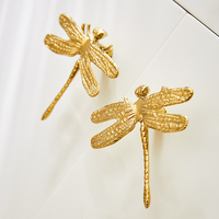 慕「了」个性创意蜻蜓黄铜抽屉拉手儿童房轻奢金色衣柜酒柜门把手