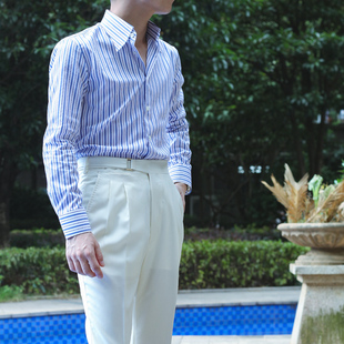 商务上班定制衬衫 刺绣logo送男朋友 衬衫 NHO2氮氢氧限量男条纹修身