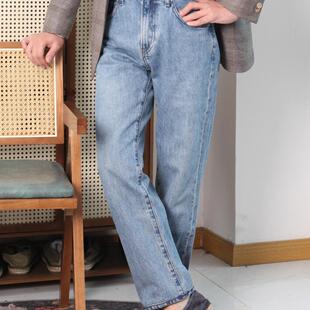 商务休闲长裤 NHO2新款 男士 定制高腰直筒水洗牛仔裤 纯棉复古 意式