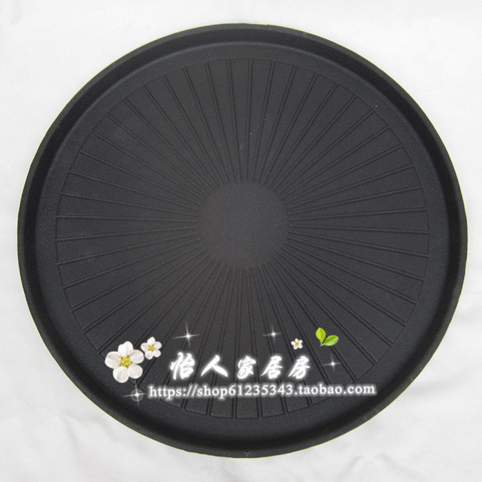 亚光搪瓷大圆形铸铁锅盖烧烤炉盘铁板烧煎盘烤肉箅子牛排烤锅50cm