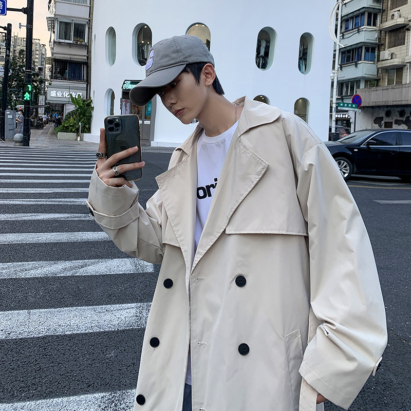 JAPANESE CITYBOY WINDBREAKER JACKET MENS SPRING AND AUTUMN FASHION BRAND HIGH-END HANDSOME GERMAN-STYLE CIVILIAN COAT MID-LENGTH