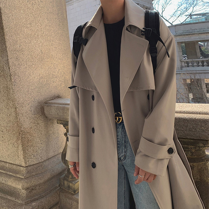 BRITISH TRENCH COAT MENS WINTER COTTON THICKENED KOREAN COAT MID-LENGTH DESIGN SENSE NICHE HIGH-END WINTER COAT
