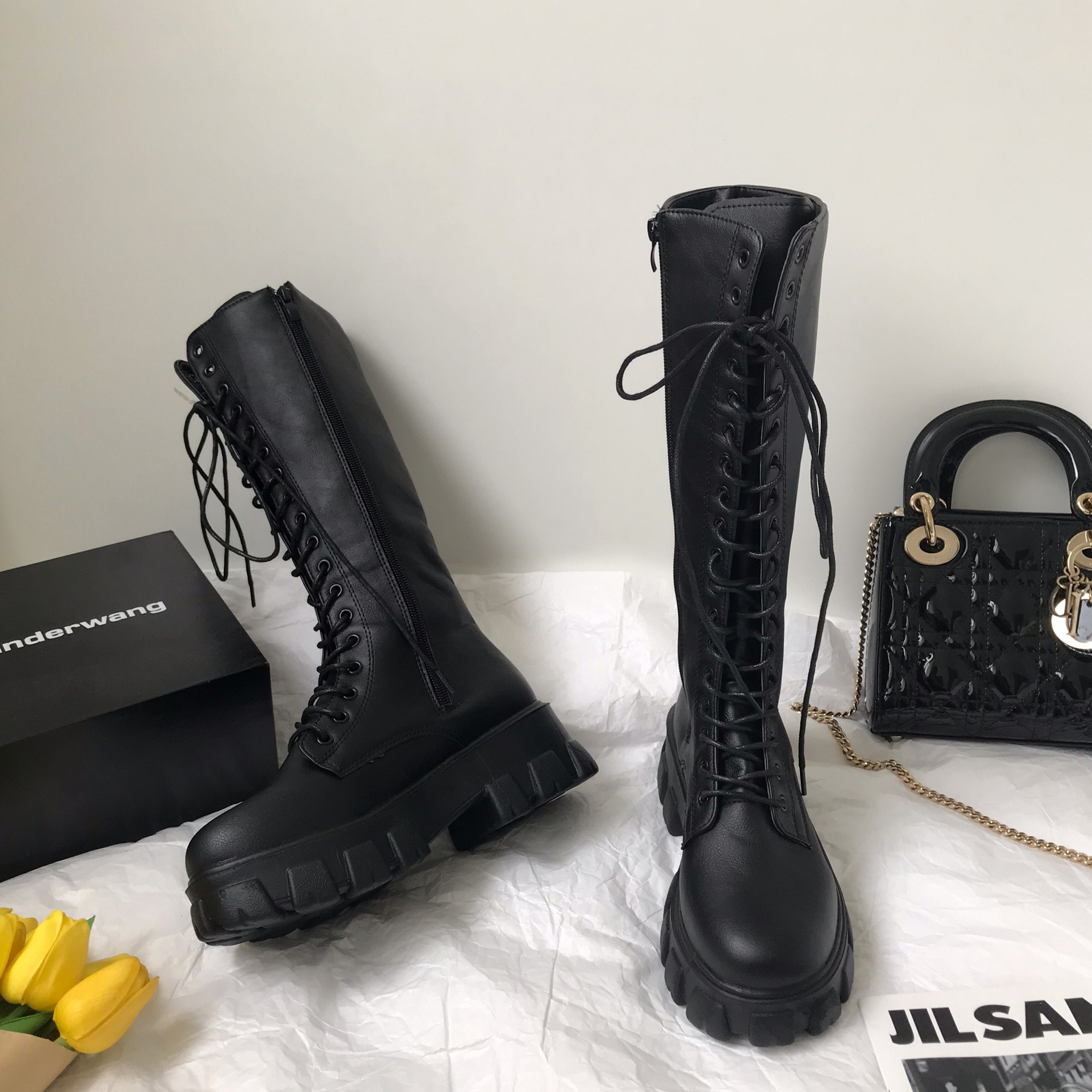 粗腿胖mm显瘦高筒靴厚底骑士靴女