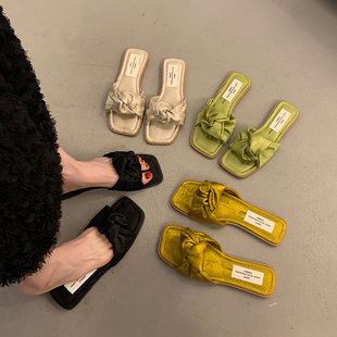 胖脚宽肥大码 女夏外穿度假沙滩凉拖 女鞋 41一43平底高级感一字拖鞋