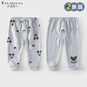 婴儿开裆裤 家居秋裤 春秋季 子男女宝宝衣服打底长裤 纯棉儿童裤 2件