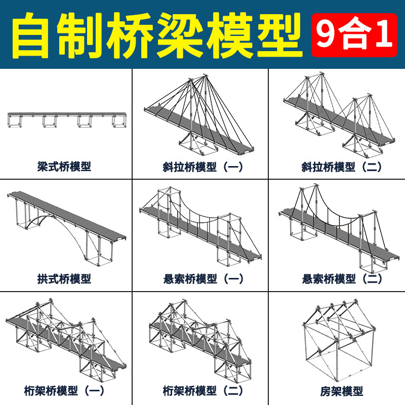 自制桥梁模型组装  浙教科学8上实验器材项目化学习 梁式桥 斜拉桥 拱式桥 悬索桥 桁架桥 房架模型,文具电教/文化用品/商务用品,教学仪器/实验器材,淘宝优惠券,粉丝福利购,淘宝优惠卷